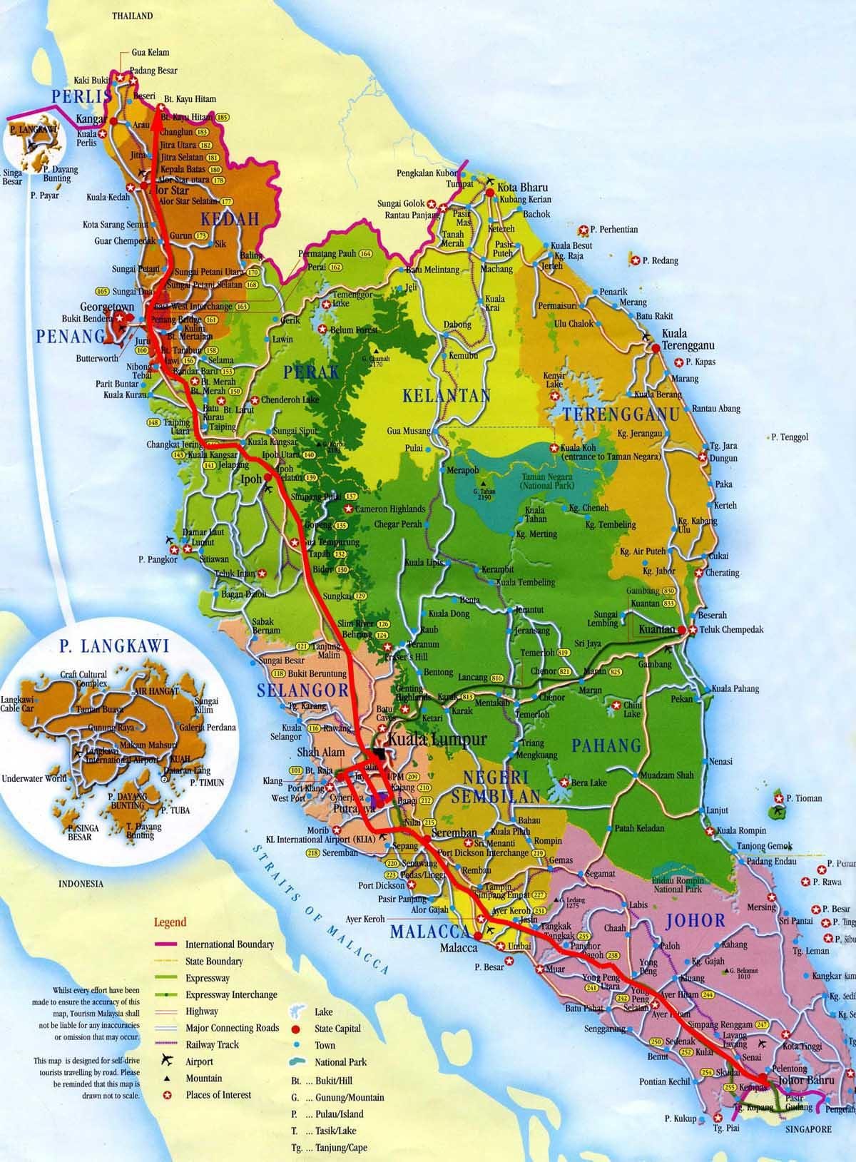 carte du sud de la malaisie