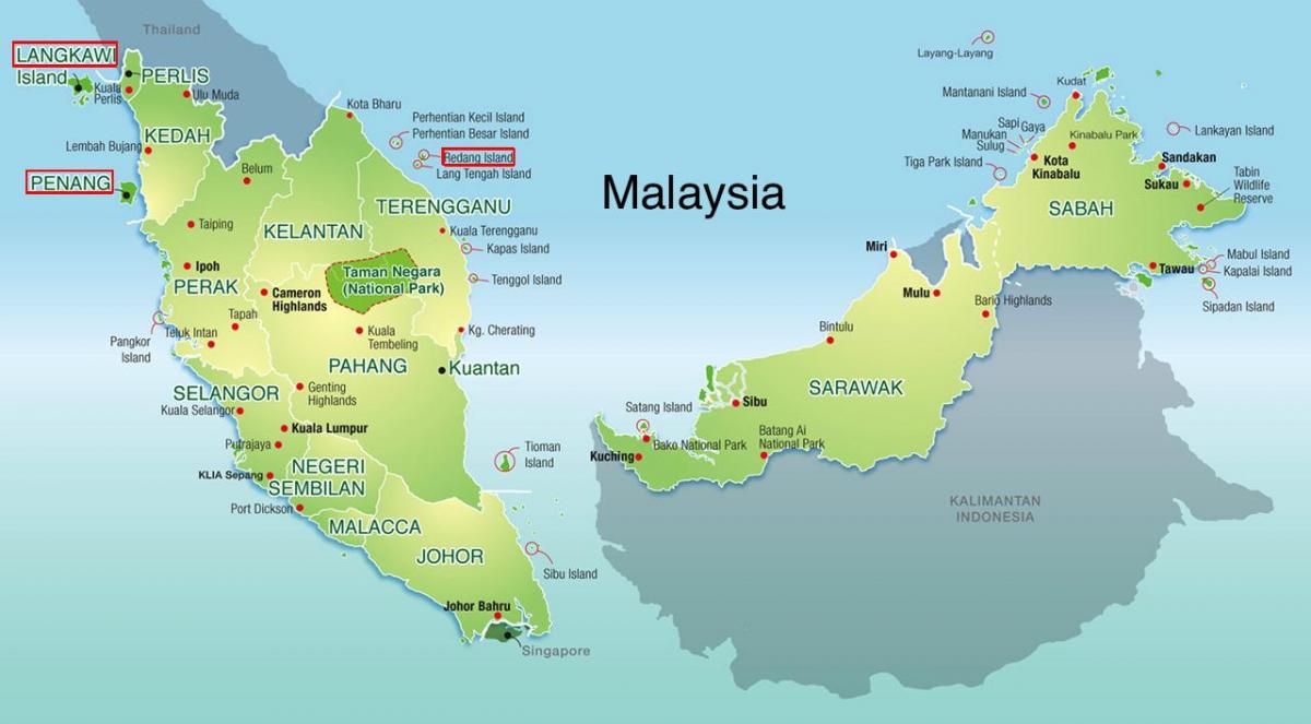 carte de la malaisie et les îles