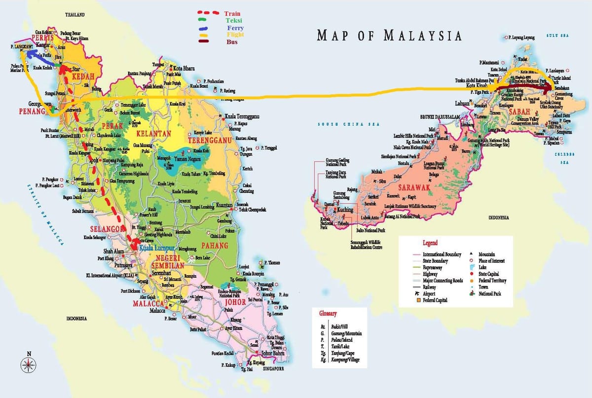 carte de la malaisie bus