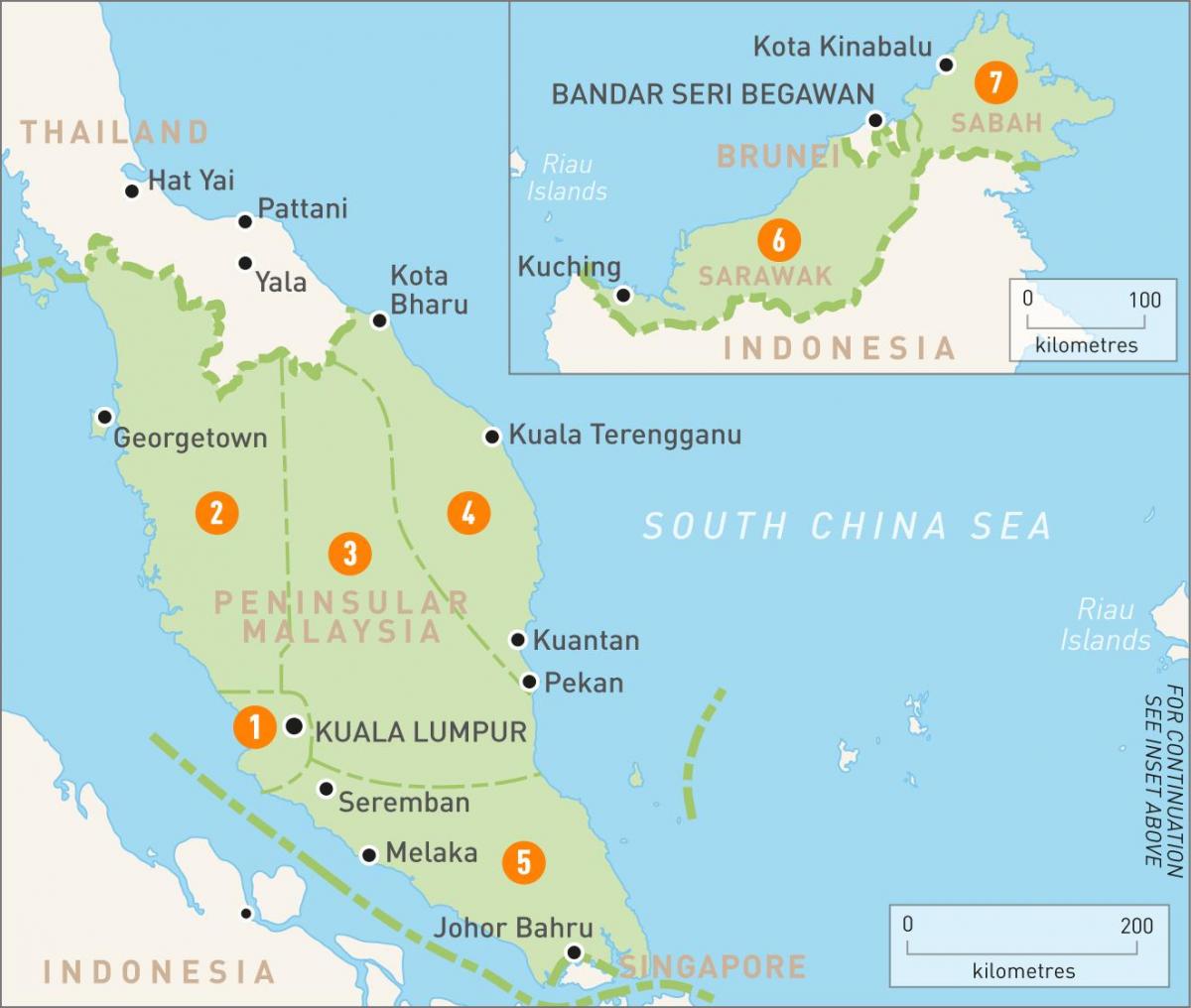la malaisie carte des régions