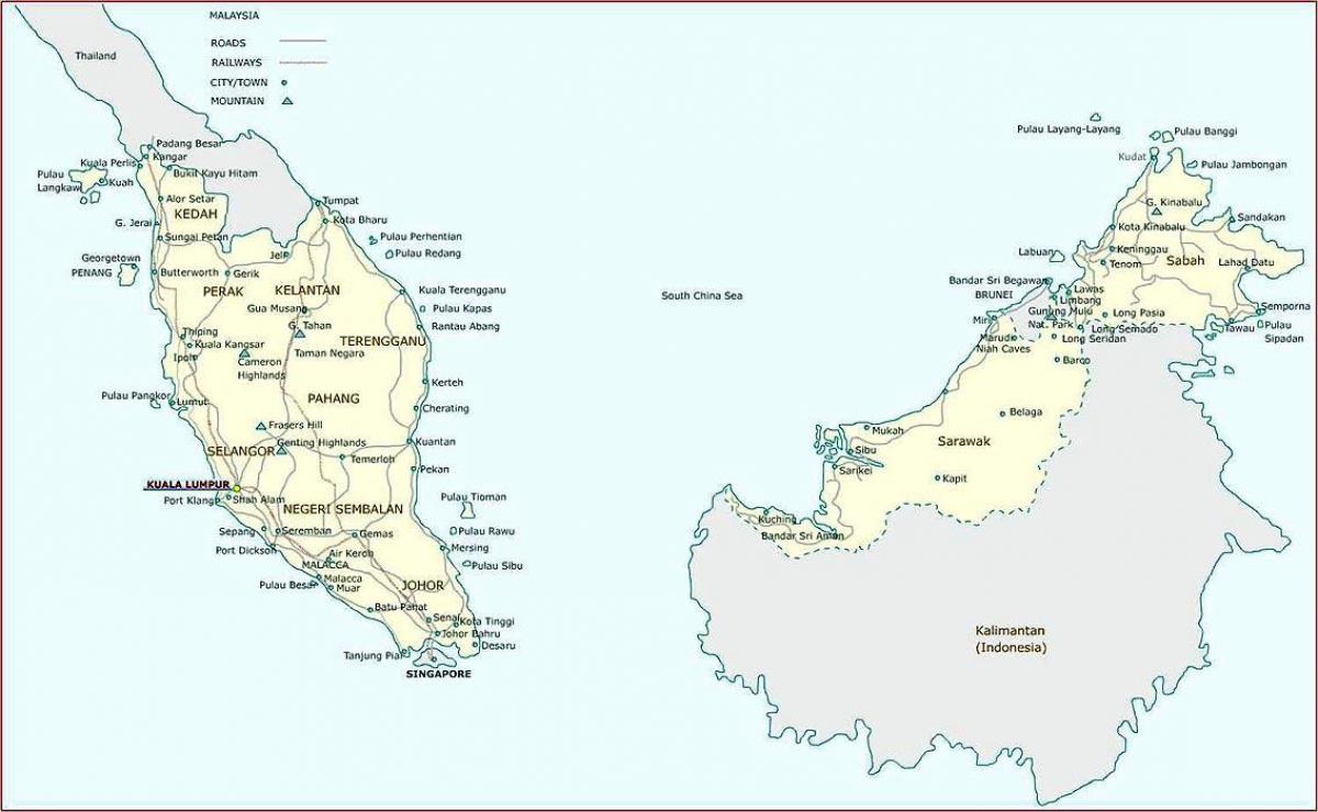 la malaisie villes de la carte