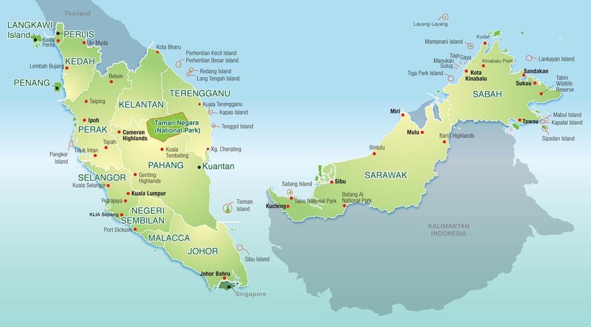 carte de la malaisie montagnes