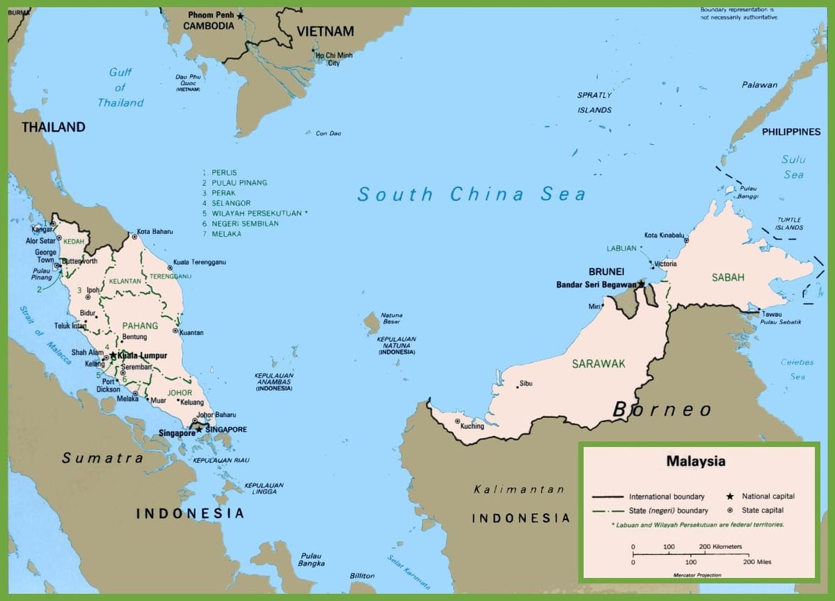 carte de la malaisie politique 