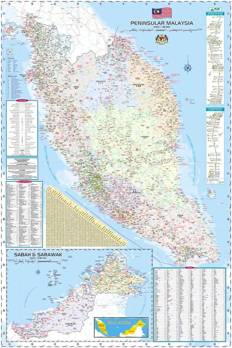 carte de la malaisie feuille de route et l'autoroute guide