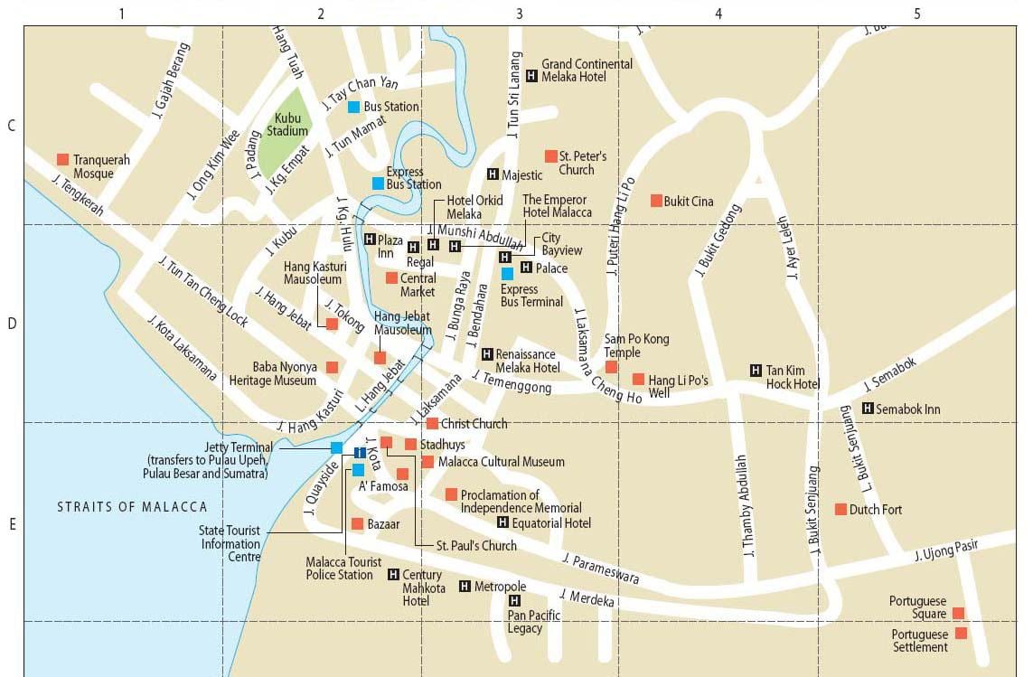 carte de malacca en malaisie