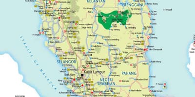 Carte des directions sur la carte de la malaisie