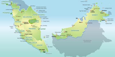 Carte de la malaisie montagnes