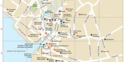 Carte de malacca en malaisie