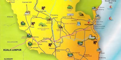 Carte de l'etat de pahang malaisie